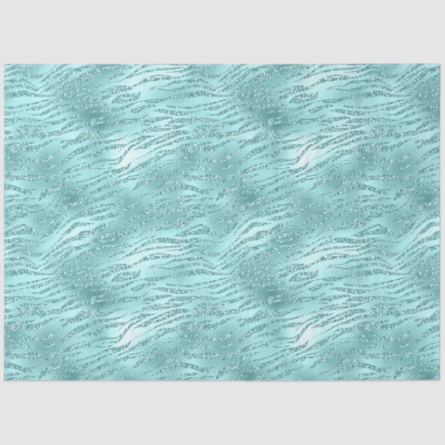 Papel De Seda Impresión Glitzy Mint Zebra (Anverso)