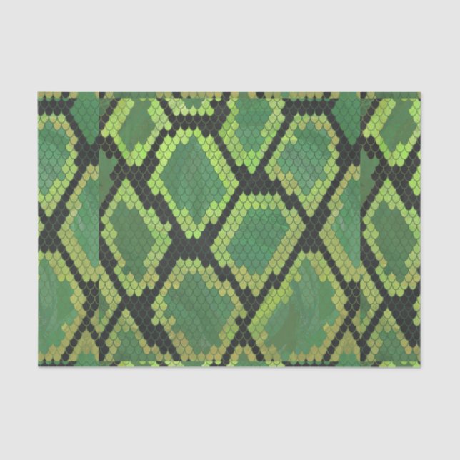 Papel De Seda Impresión negra y verde de serpientes (Anverso)