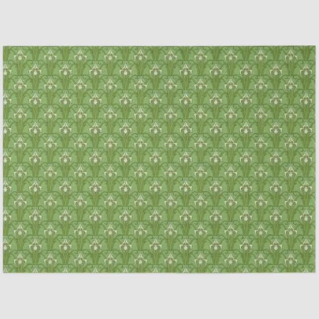 Papel De Seda Impresión retro de verde esmeralda victoriana de l (Anverso)