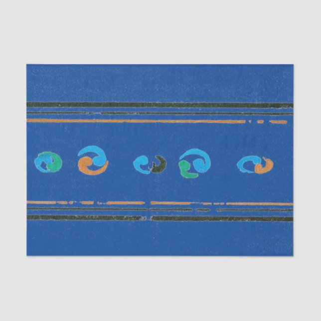 PAPEL DE SEDA IMPRESIÓN TEXTIL JAPONESA DE TEJIDO AZUL (Anverso)