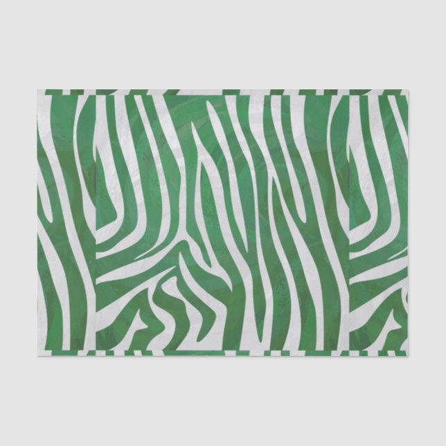 Papel De Seda Impresión verde y blanca de cebra (Anverso)