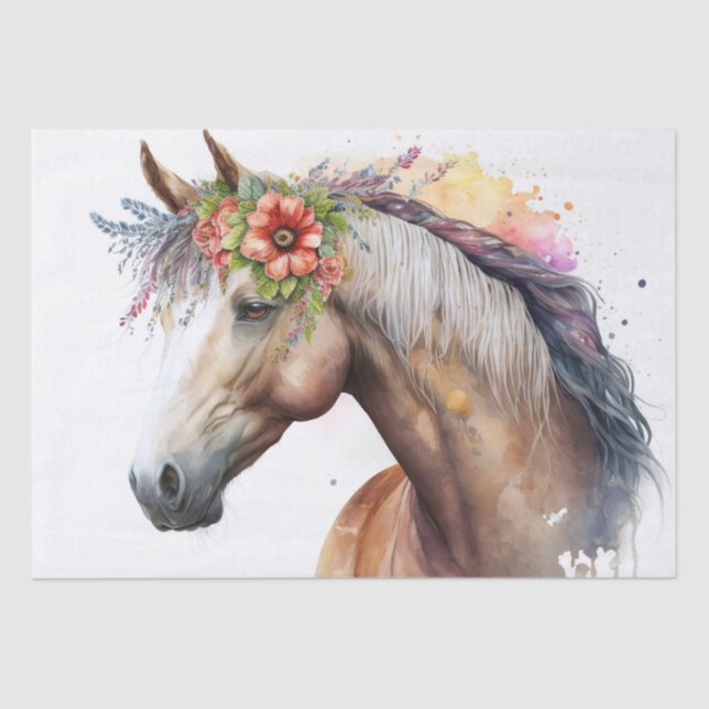 Papel De Seda Impresionante caballo floral (Anverso)
