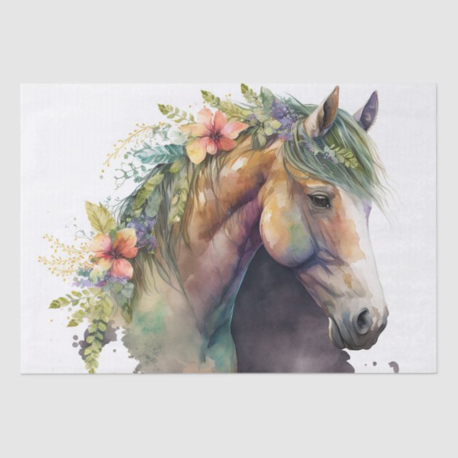Papel De Seda Impresionante caballo floral (Anverso)