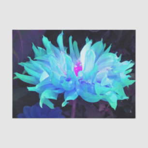 Papel De Seda Impresionante Dahlia de Cactus Azul Acuático y Ver
