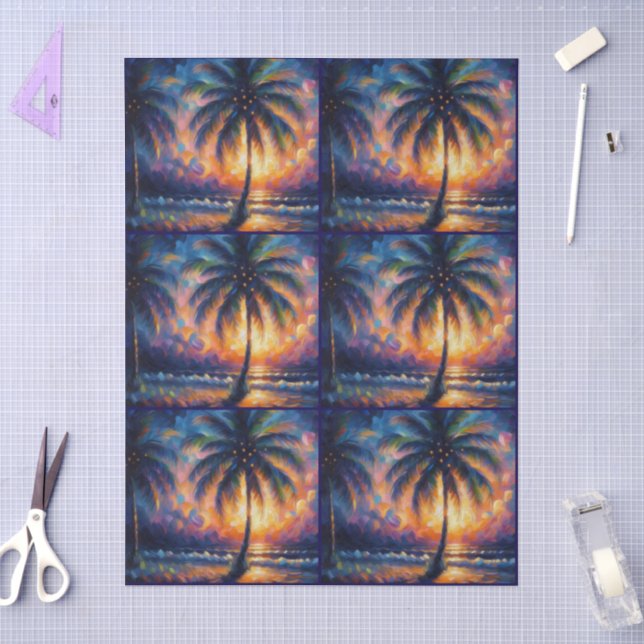 Papel De Seda Impresionante Desenlace Tropical Palm Tree (Artesanía)