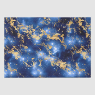 Papel De Seda Impresionante galaxia de mármol azul, blanco y dor