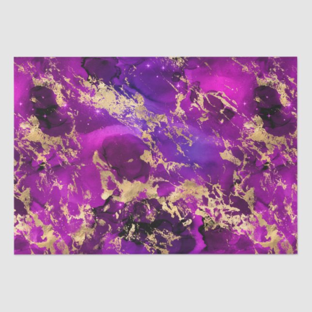 Papel De Seda Impresionante galaxia de Mármol Rosa y Oro (Anverso)