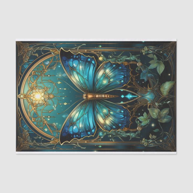 Papel De Seda Impresionante mariposa azul zafiro (Anverso)