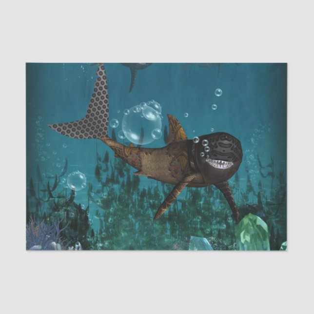 Papel De Seda Impresionante tiburón de vapor (Anverso)