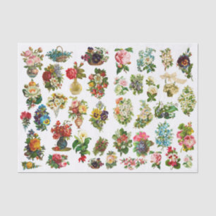 Papel De Seda Impresiones de decoupage de collage de flores vint