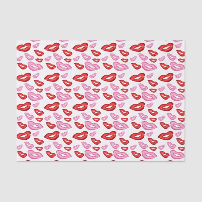 Papel De Seda Impresiones de labial rojo y rosa de moda (Anverso)