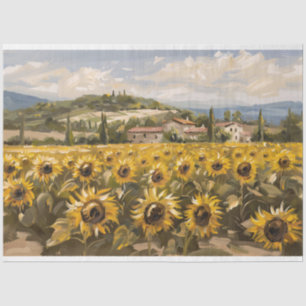 Papel De Seda Impresionista pintura en campo de girasol