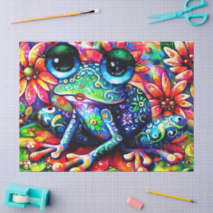 Papel De Seda Impresionista y caprichoso desenlace de rana flora
