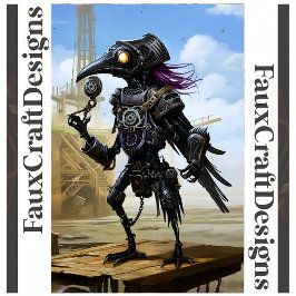 Papel De Seda Imprimible Steampunk Raven Mecánico Izquierda 114