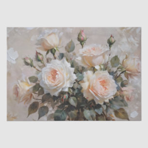 Papel De Seda Imprimir Rosas Blancas y Rosadas Decoupage /