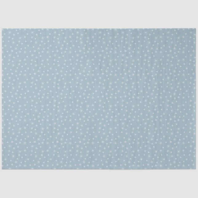 Papel De Seda Incentivo Copos de Nieve Hielo Azul Retro Inspirad (Anverso)