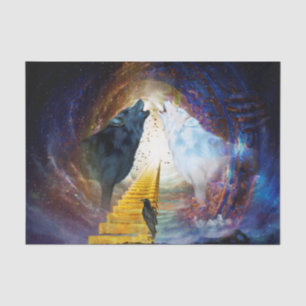 Papel De Seda Increíble lobo blanco y negro