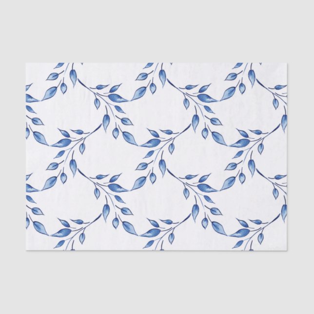 Papel De Seda Indigo Leaf Lattice (Anverso)