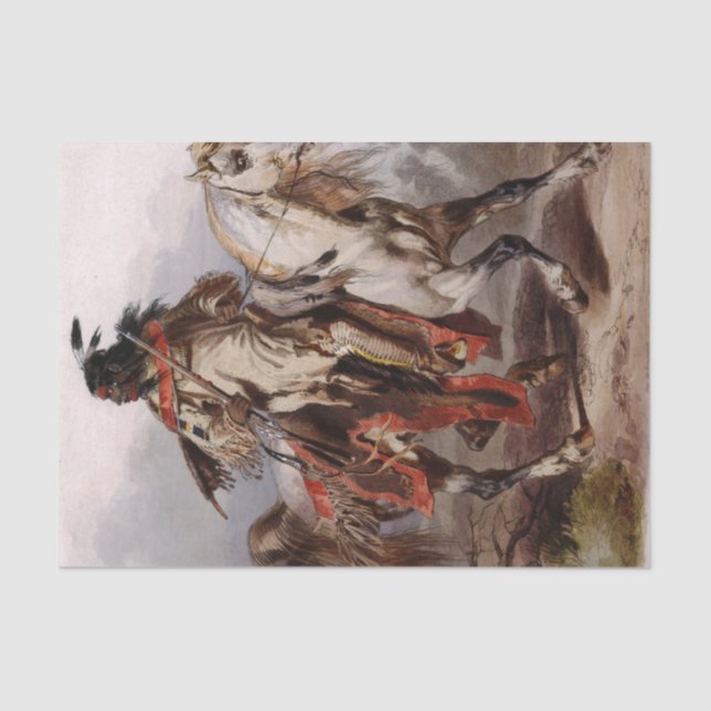 Papel De Seda Indio Blackfoot en el caballo árabe que es (Anverso)
