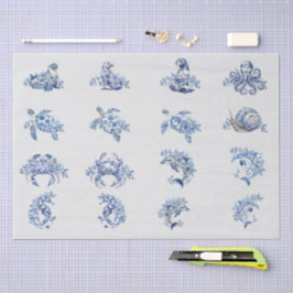 Papel De Seda Individual Vintage Inspired Blue White Delft
