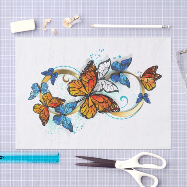 Papel De Seda Infinity of Monarch Butterflies (Artesanía)