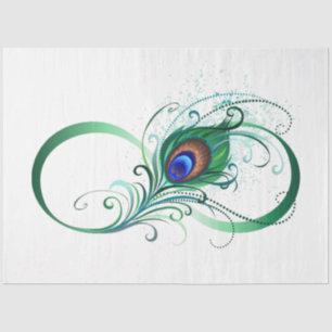 Papel De Seda Infinity Symbol with Peacock Feather