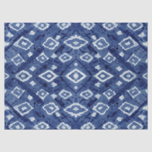 Papel De Seda Influencia asiática Shibori Tie Dye Indigo Azul Bl