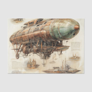 Papel De Seda Ingeniería de Dirigible de Latón Retro Futurista