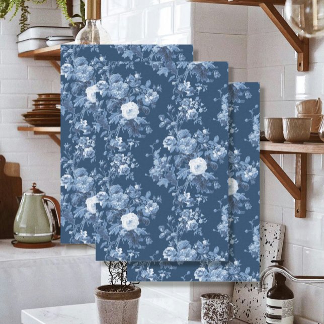 Papel De Seda Inglés Floral Toile Naval Azul Blanco LG Decoupage (Subido por el creador)