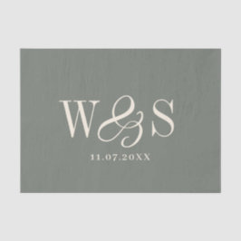 Papel De Seda Iniciales de parejas de boda Elegante Sage