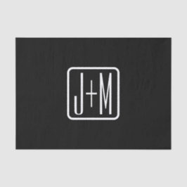 Papel De Seda Iniciales monogramadas modernas | Blanco y negro