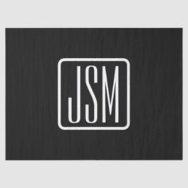 Papel De Seda Iniciales monogramadas modernas | Blanco y negro