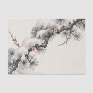 Papel De Seda Ink japonés pino flor de ciruelo invierno