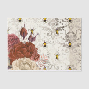 Papel De Seda Insectos Florales Vintage