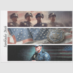 Papel De Seda Insignia de tributo policial decoupage Bandera Ser