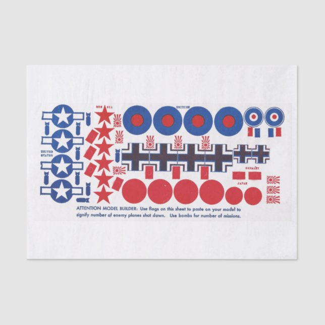 Papel De Seda Insignias nacionales del aeroplano modelo de WWII, (Anverso)