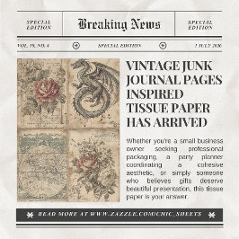 Papel de seda inspirado en páginas de diario vinta