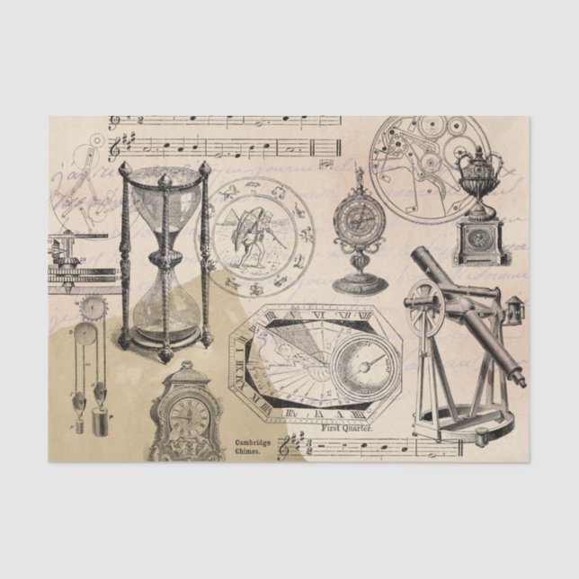 Papel De Seda Instrumentos de la hora de vidrio de vapor (Anverso)