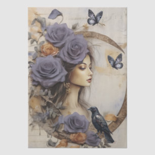 Papel De Seda Intriga Fantasía Raven Gótico y Chica