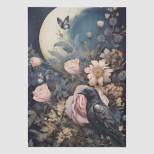 Papel De Seda Intrigante Fantasía Raven Gótico y Florales