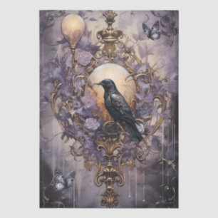 Papel De Seda Intrigante Fantasía Raven Gótico y Florales