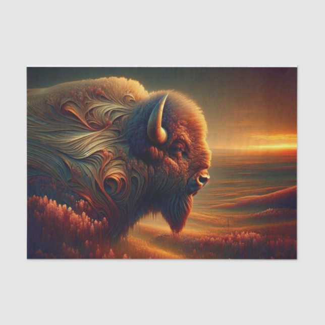 Papel De Seda Intrincado desenlace de American Southwest Bison (Anverso)