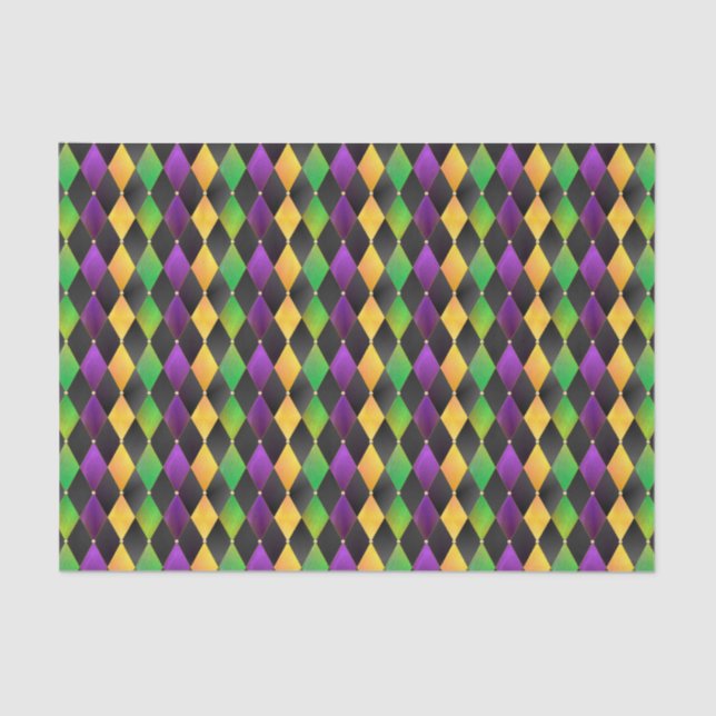 Papel De Seda Intrincado Mardi Gras Colores Diamante Argyle (Anverso)