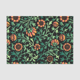 Papel De Seda Intrincado patrón floral con hojas verdes