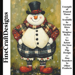 Papel De Seda Inusual Gran Diversión Vestida Hombre De Nieve BB2