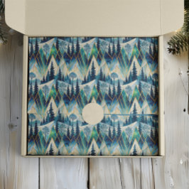 Papel De Seda Invernal abstracto de la montaña de los pinos cele