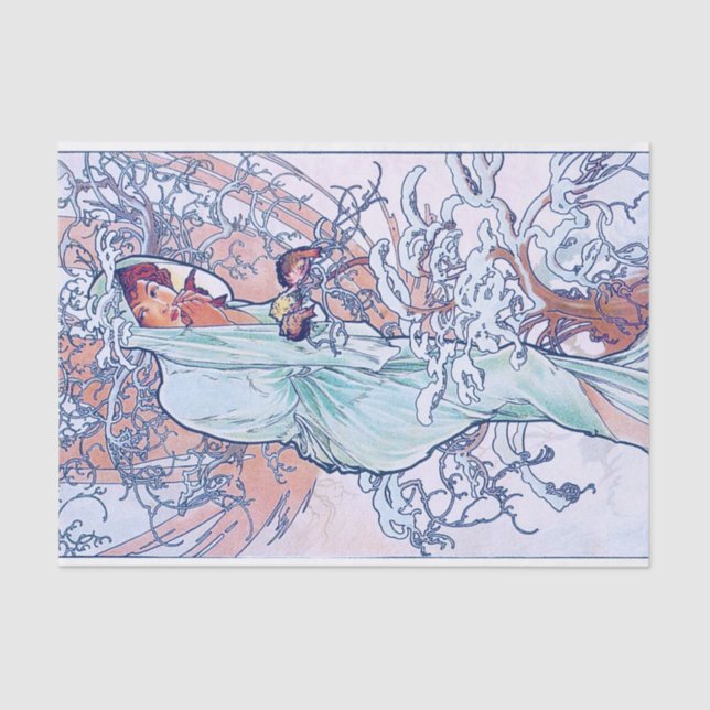 Papel De Seda Invierno (Cuatro Estaciones), Alphonse Mucha (Anverso)