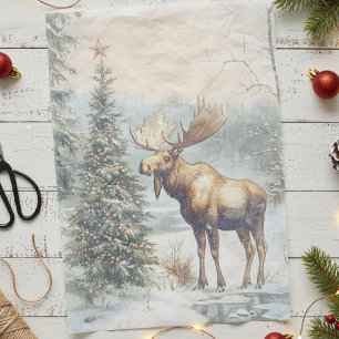 Papel De Seda Invierno de los Navidades Vintage Moose