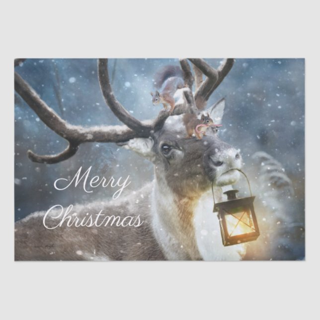 Papel De Seda Invierno de nieve de reno (Anverso)