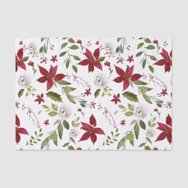 Papel De Seda Invierno de Poinsettia Holiday (Anverso)